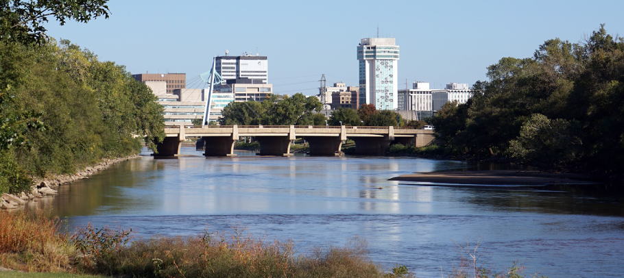 Arkansas River winding near Wichita